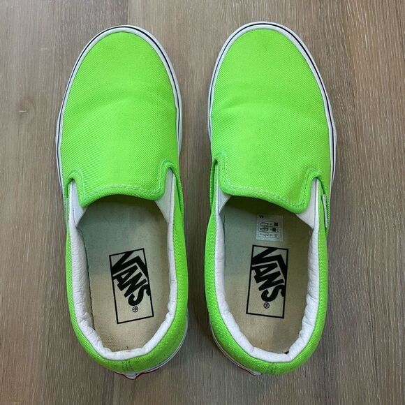 Vans Classic Slip On Canvas Shoes Neon Green Gecko Unisex Women’s 6.5/Men’s 5 - Picture 3 of 7